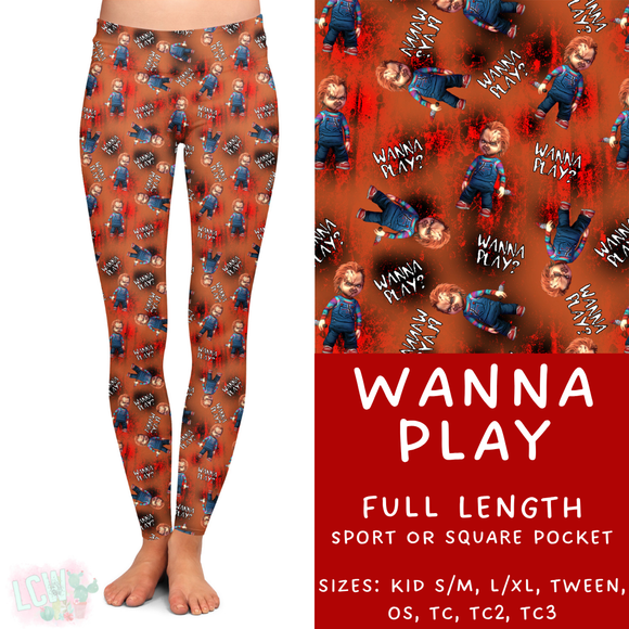 Ready to Ship - Wanna Play Full Length Leggings - Square Pocket TC2