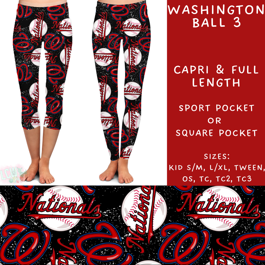 Batch #343 - Home Run Collection - Closes 5/22 - ETA mid July - Washington Ball 3 Full and Capri Length Leggings