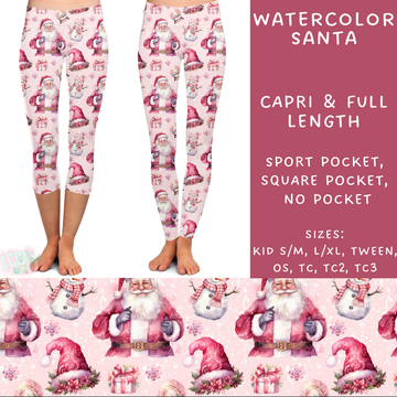 Batch #231 - Tis The Season - Closes 10/31 - ETA early/mid Dec - Watercolor Santa Full and Capri Length Leggings