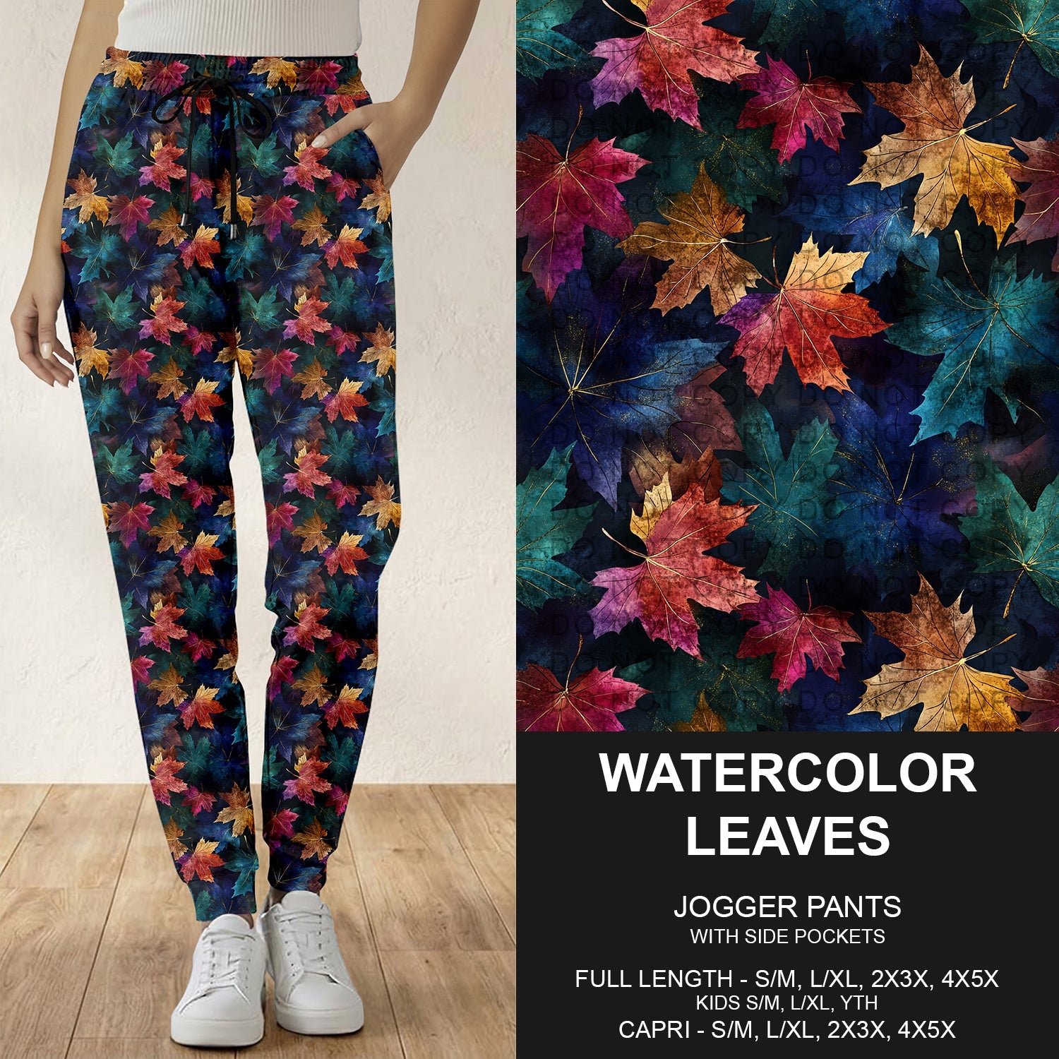 B299 - Preorder Watercolor Leaves Joggers (Closes 7/12. ETA: mid Sept.)