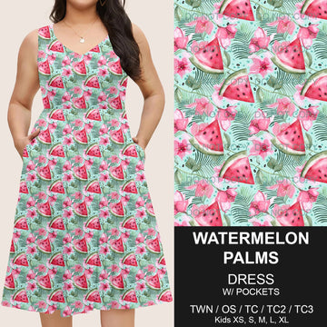 B217 - Preorder Watermelon Palms Sleeveless Pocket Dress (Closes 3/12. ETA: late May)