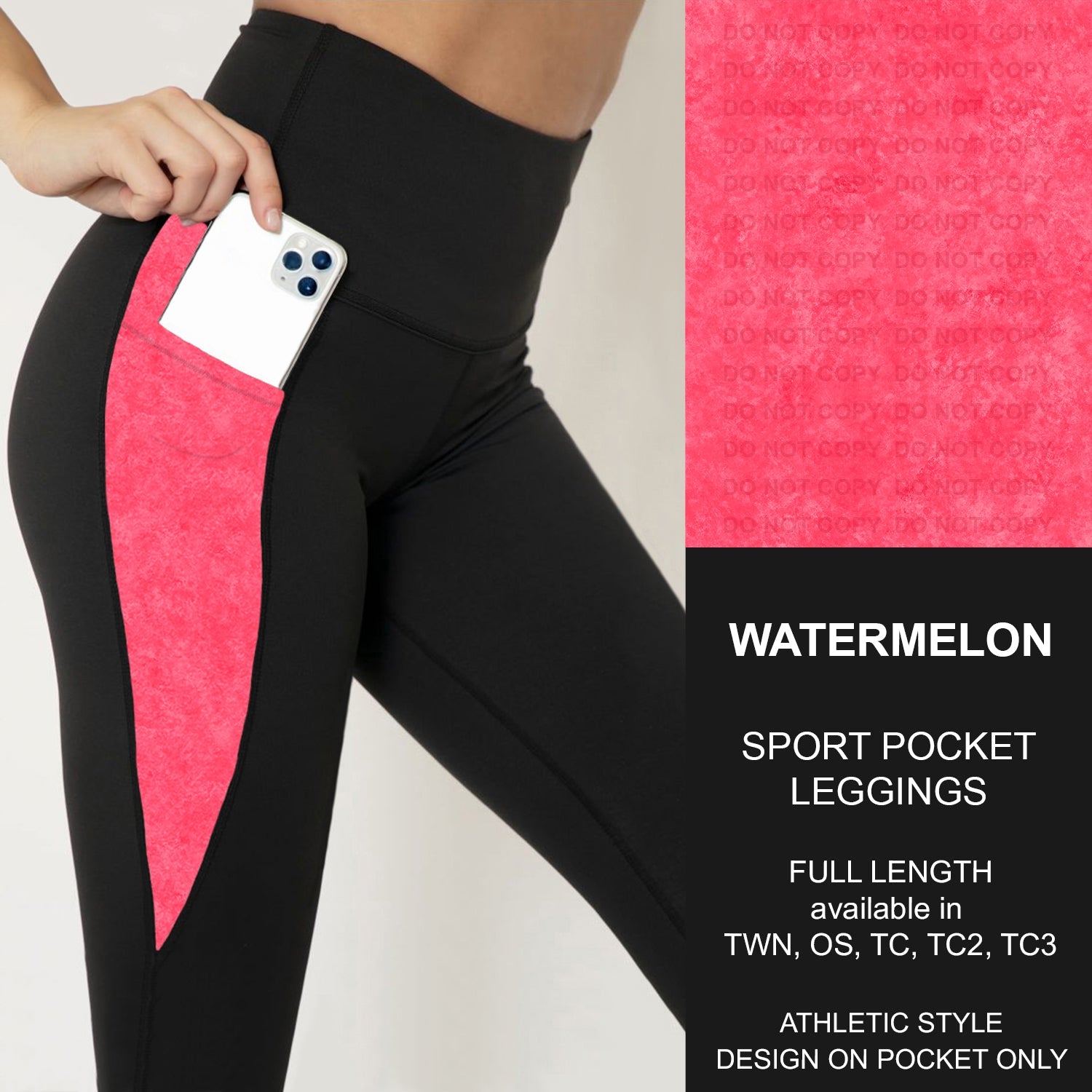 B216 - Preorder Watermelon Sport Pocket Leggings (Closes 3/09. ETA: late May)