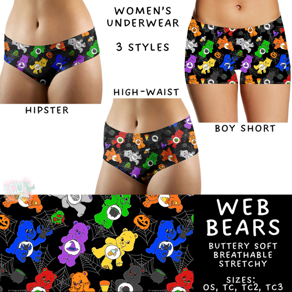 Ready To Ship - Web Bears Women's Underwear - Boy Short TC & TC2 - High Waist OS - Hipster TC