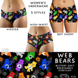Ready To Ship - Web Bears Women's Underwear - Boy Short TC & TC2 - High Waist OS - Hipster TC
