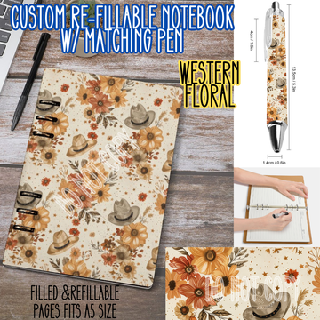 WESTERN FLORAL -Matching A5 Notebook & Pen Set Round 4 Preorder Closing 5/17