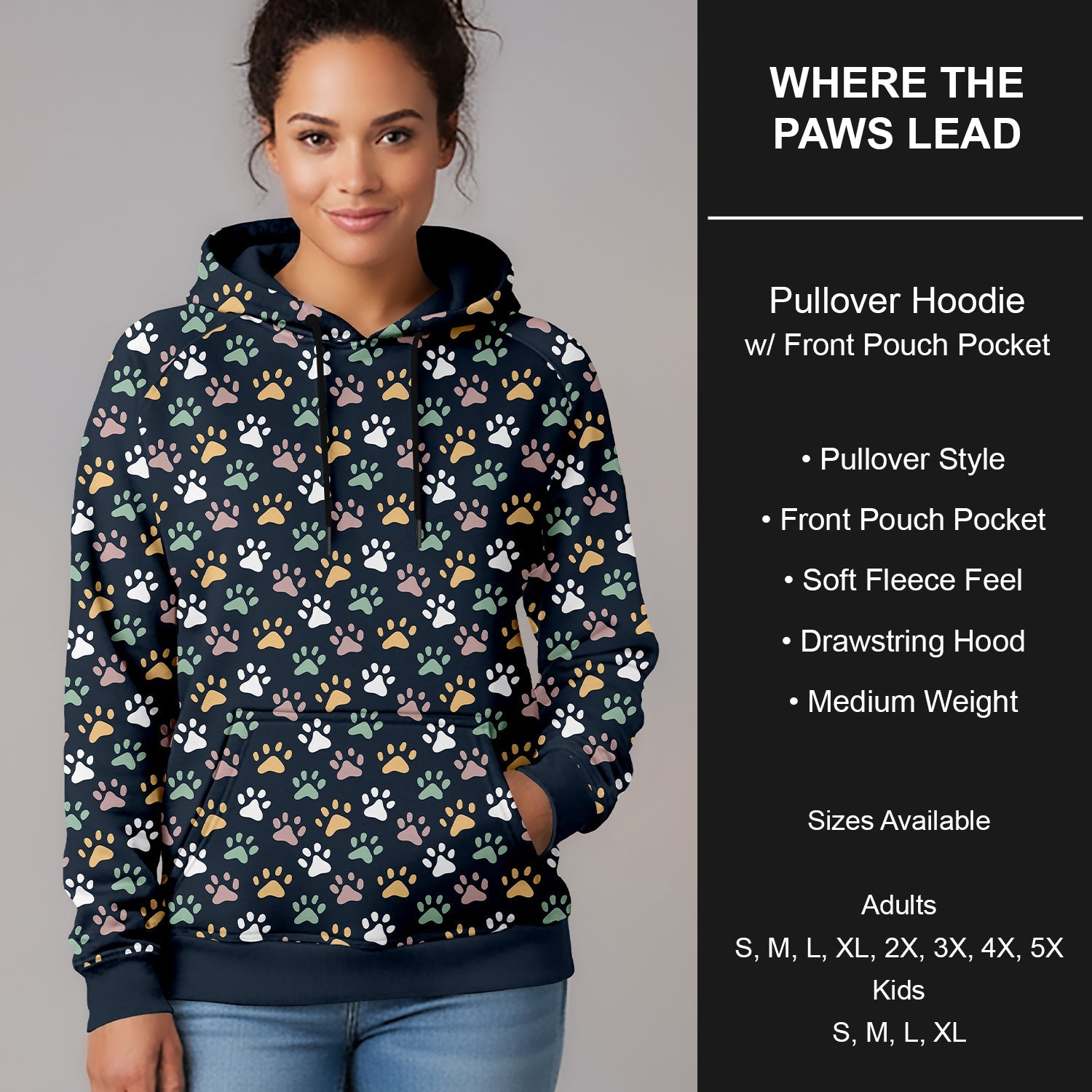 B271 - Preorder Where the Paws Lead Pullover Hoodie (Closes 1/25. ETA early April)