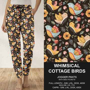 B316 - Preorder Whimsical Cottage Birds Joggers (Closes 10/11. ETA: mid Dec.)