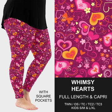 B263 - Preorder Whimsy Hearts Leggings w/ Pockets (Closes 11/30. ETA: late Jan.)
