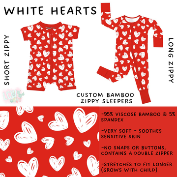 Batch #455 - Little Dreamers Lucky in Love - Closes 11/27 - ETA mid January - White Hearts Short and Long Zippy Sleeper