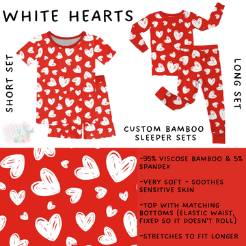 Batch #455 - Little Dreamers Lucky in Love - Closes 11/27 - ETA mid January - White Hearts Bamboo Short and Long Sleeper Set