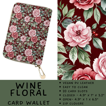 Batch #460 - Zip It Collection - Closes 12/5 - ETA late Jan - Wine Floral Card Wallet
