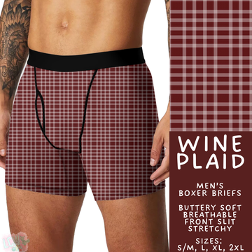 Batch #473 - Comfortable Underwear 5 - Closes 1/9 - ETA early March - Wine Plaid Men's Boxer Briefs