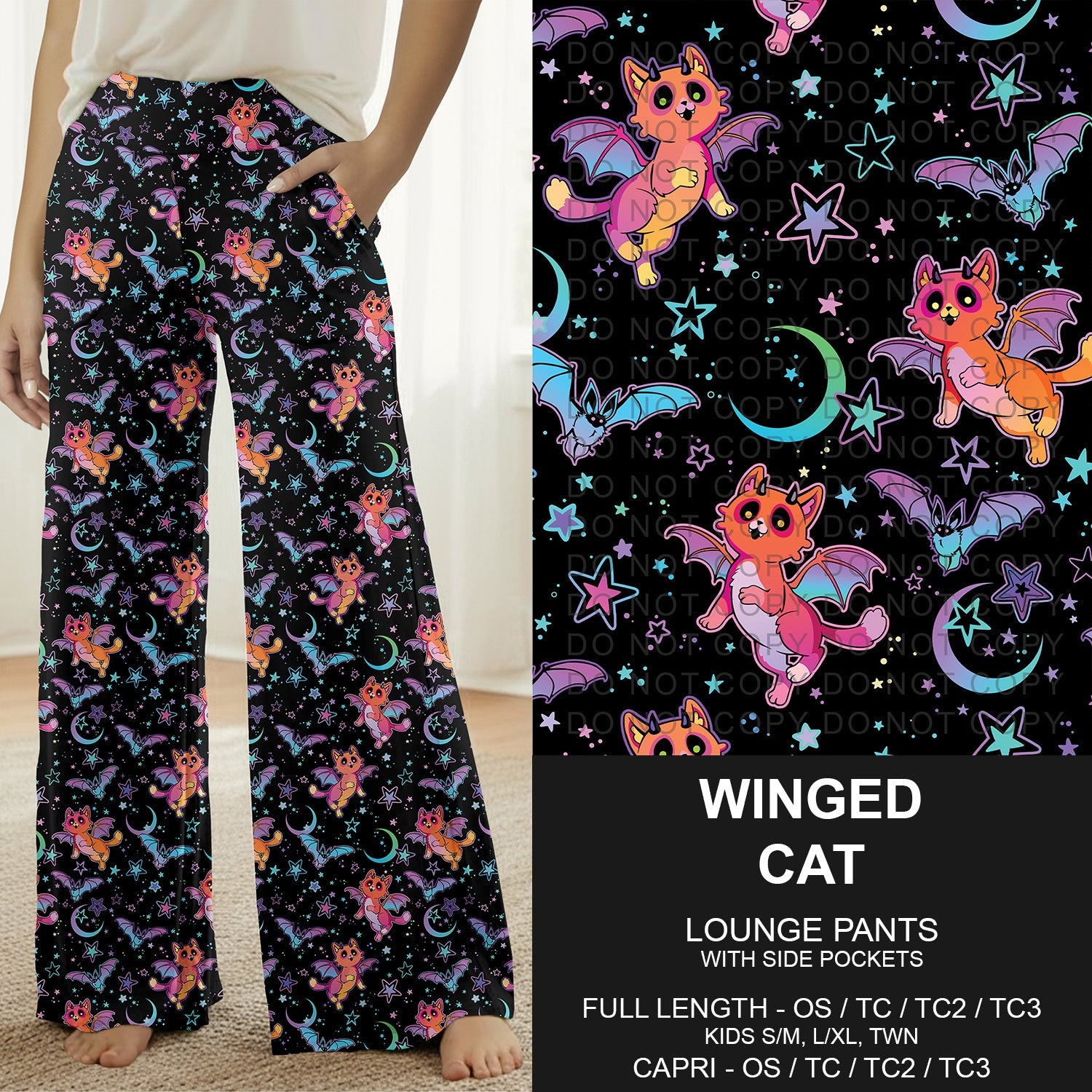 B307 - Preorder Winged Cat Lounge Pants (Closes 8/02. ETA: early Oct.)