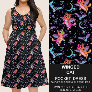 B302 - Preorder Winged Cat Pocket Dress (Closes 7/24. ETA: early Oct)