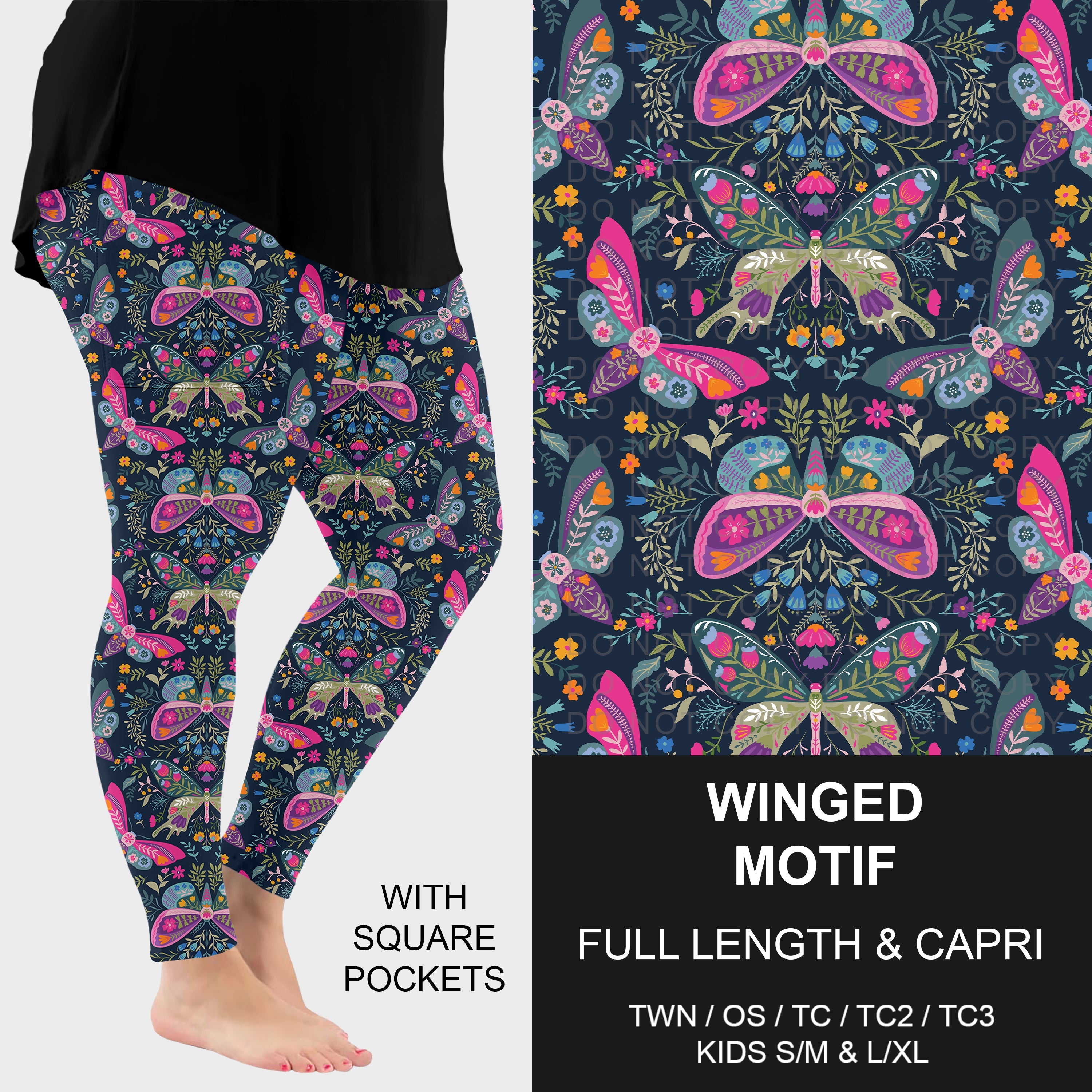 B310 - Preorder Winged Motif Leggings w/ Pockets (Closes 8/30. ETA: late Oct.)