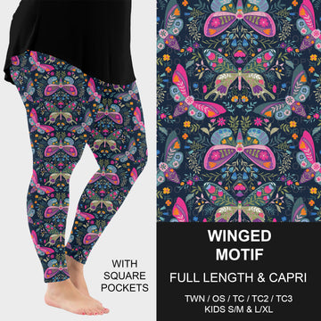 B310 - Preorder Winged Motif Leggings w/ Pockets (Closes 8/30. ETA: late Oct.)