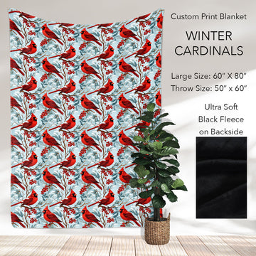 B186 - Pre-Order Winter Cardinals Fleece Blanket (Closes 10/04. ETA: early Dec)