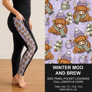 B315 - Preorder Winter Moo and Brew Side Panel Pocket Leggings (Closes 10/04. ETA: early Dec.)