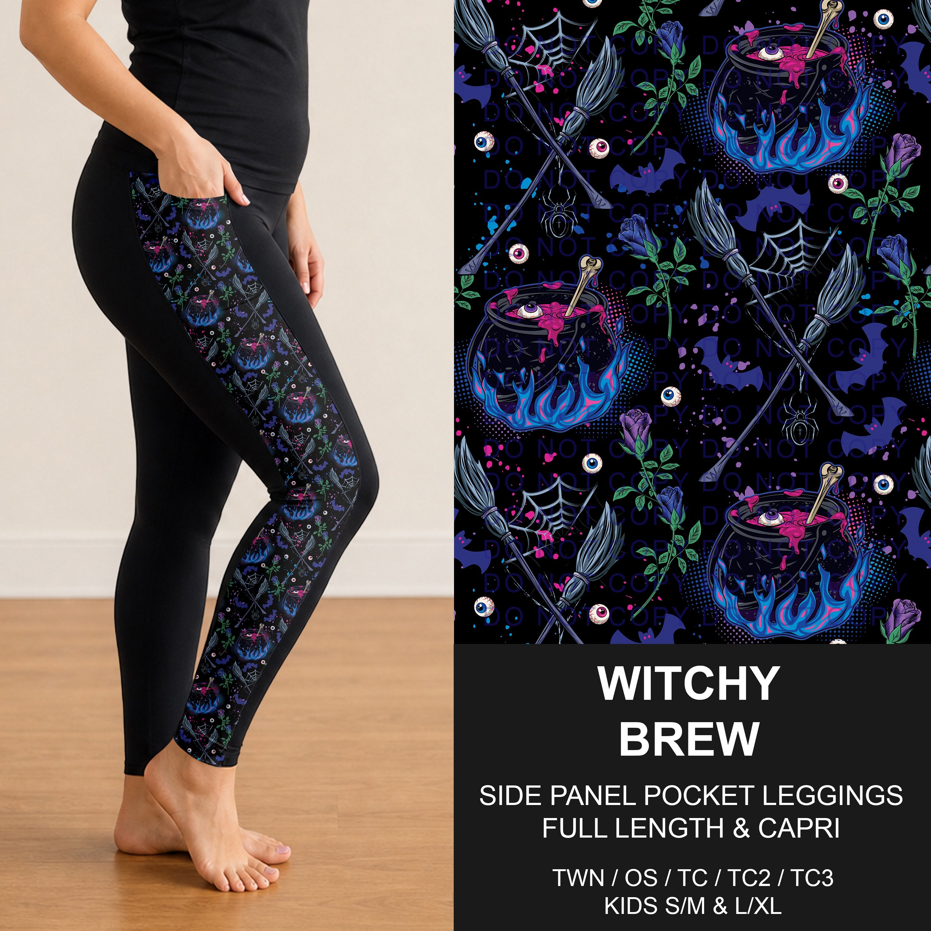 B305 - Preorder Witchy Brew Side Panel Pocket Leggings (Closes 8/02. ETA: early Oct.)