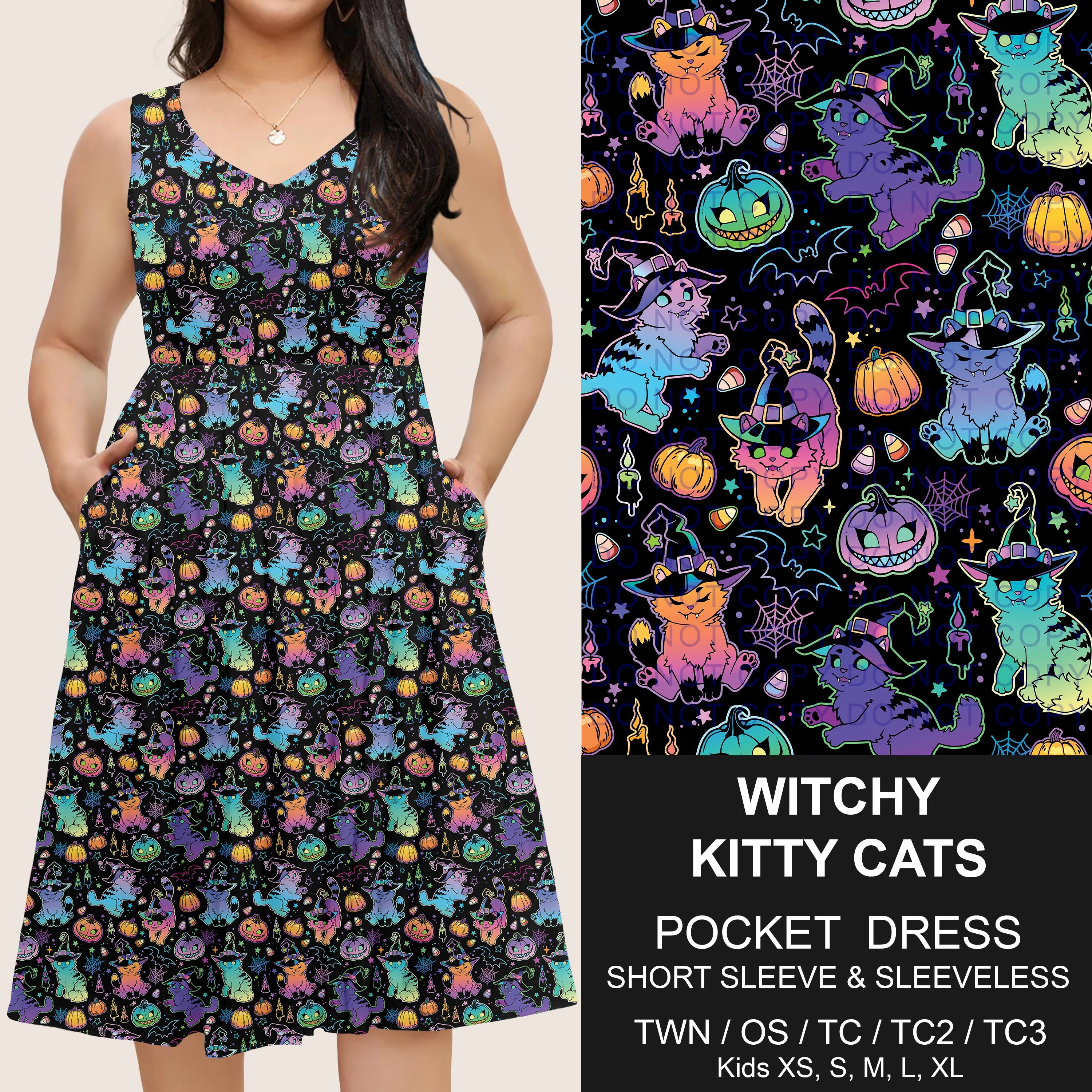 B302 - Preorder Witchy Kitty Cat Pocket Dress (Closes 7/24. ETA: early Oct)