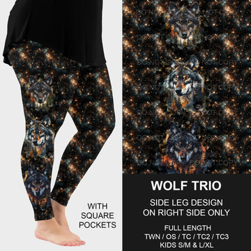 B198 - Preorder Wolf Trio Side Design Leggings w/ Pockets (Closes 12/08. ETA early Feb.)