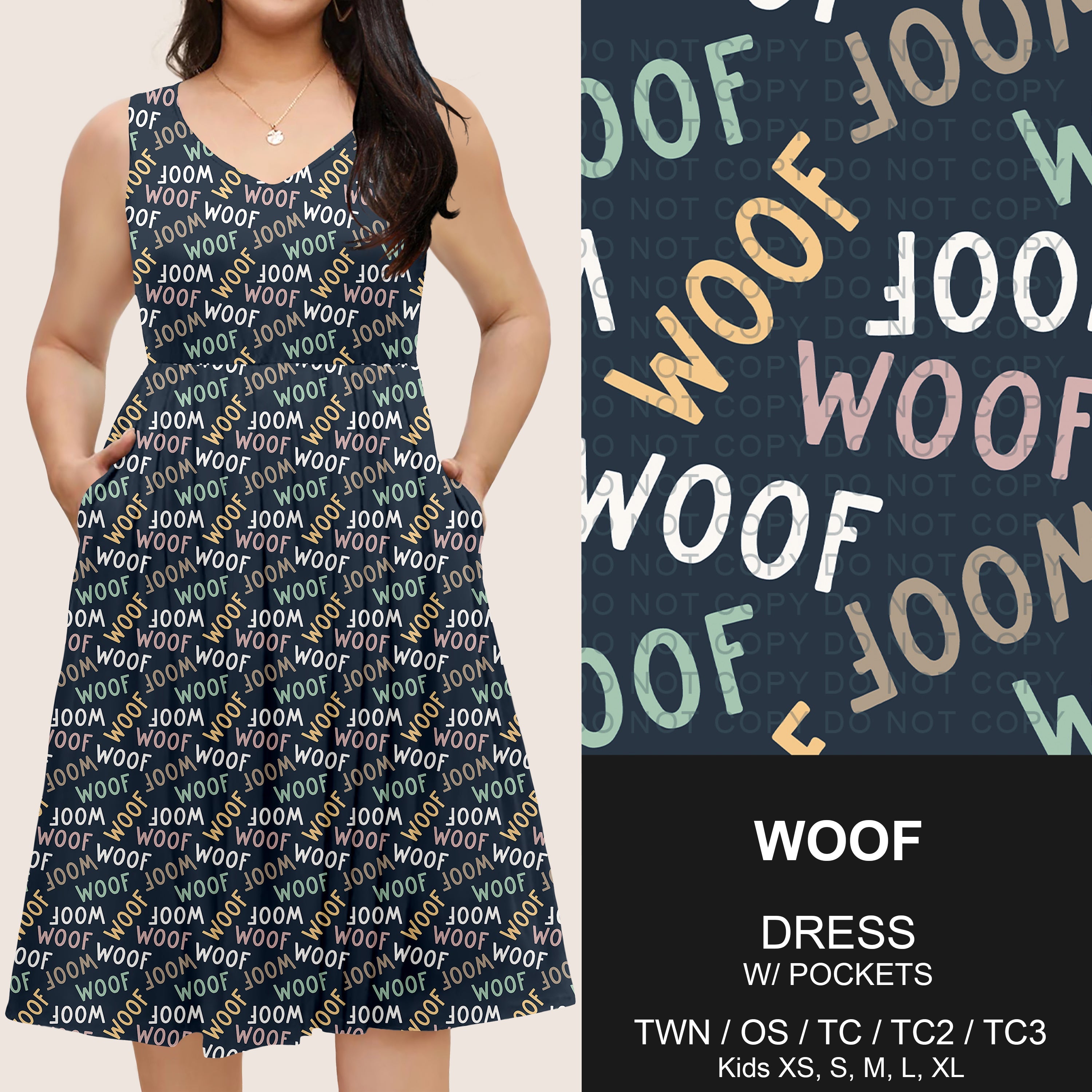 B275 - Preorder Woof Sleeveless Pocket Dress (Closes 2/25. ETA: early May)