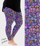 RTS - Watercolor Butterfly Leggings w/ Pockets