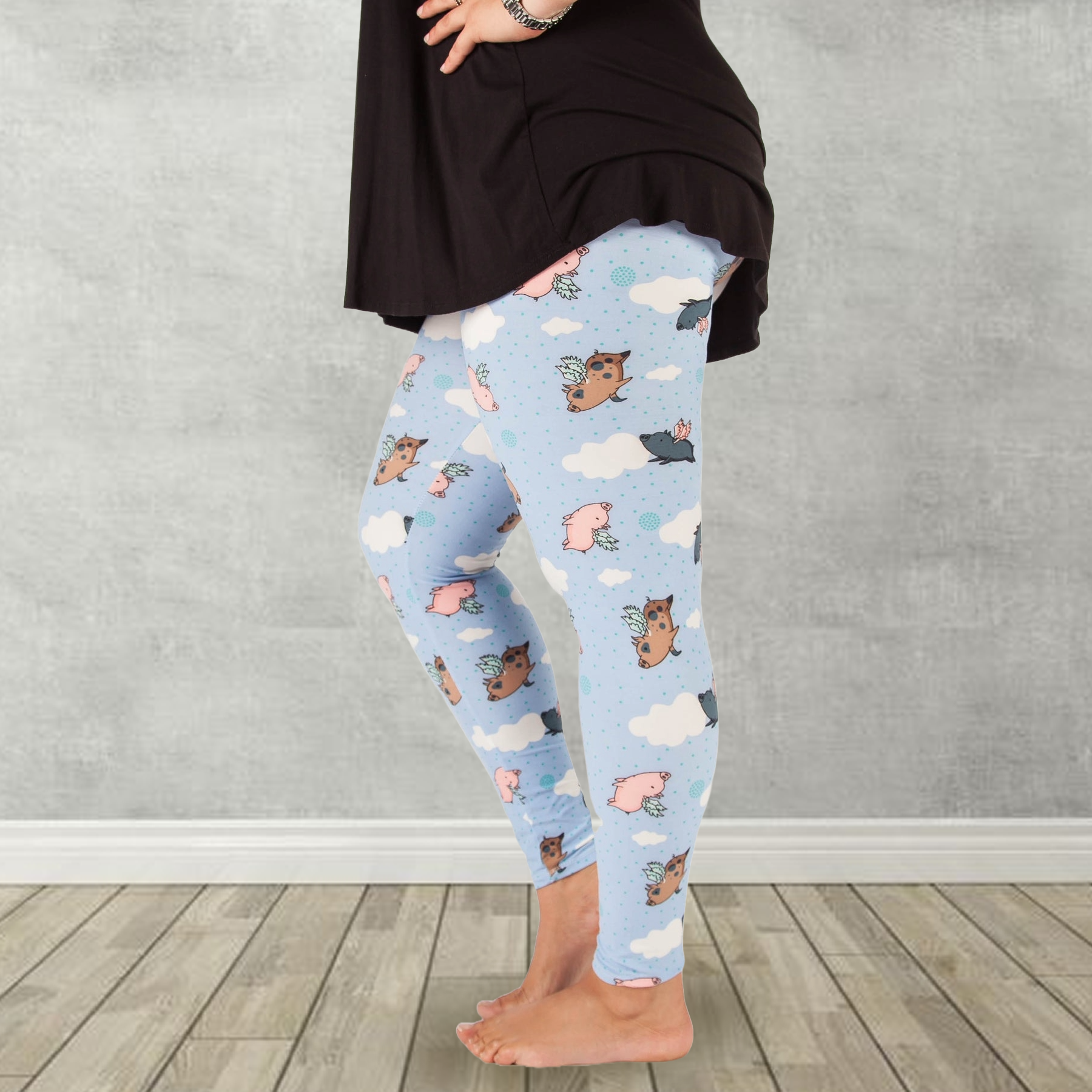 When Pigs Fly Print Soft Leggings