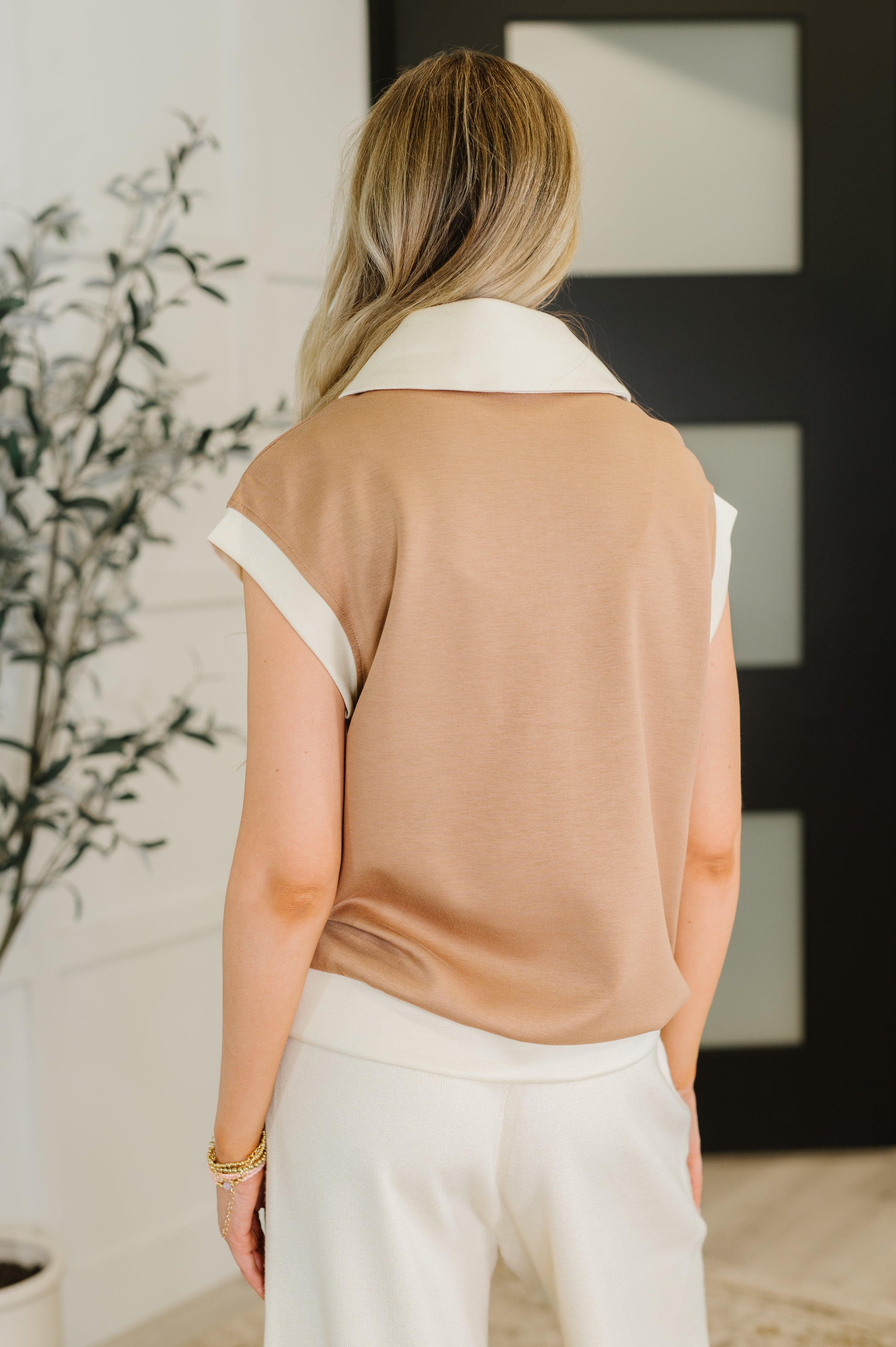 Whispered Urgently Color Block Half Zip Top