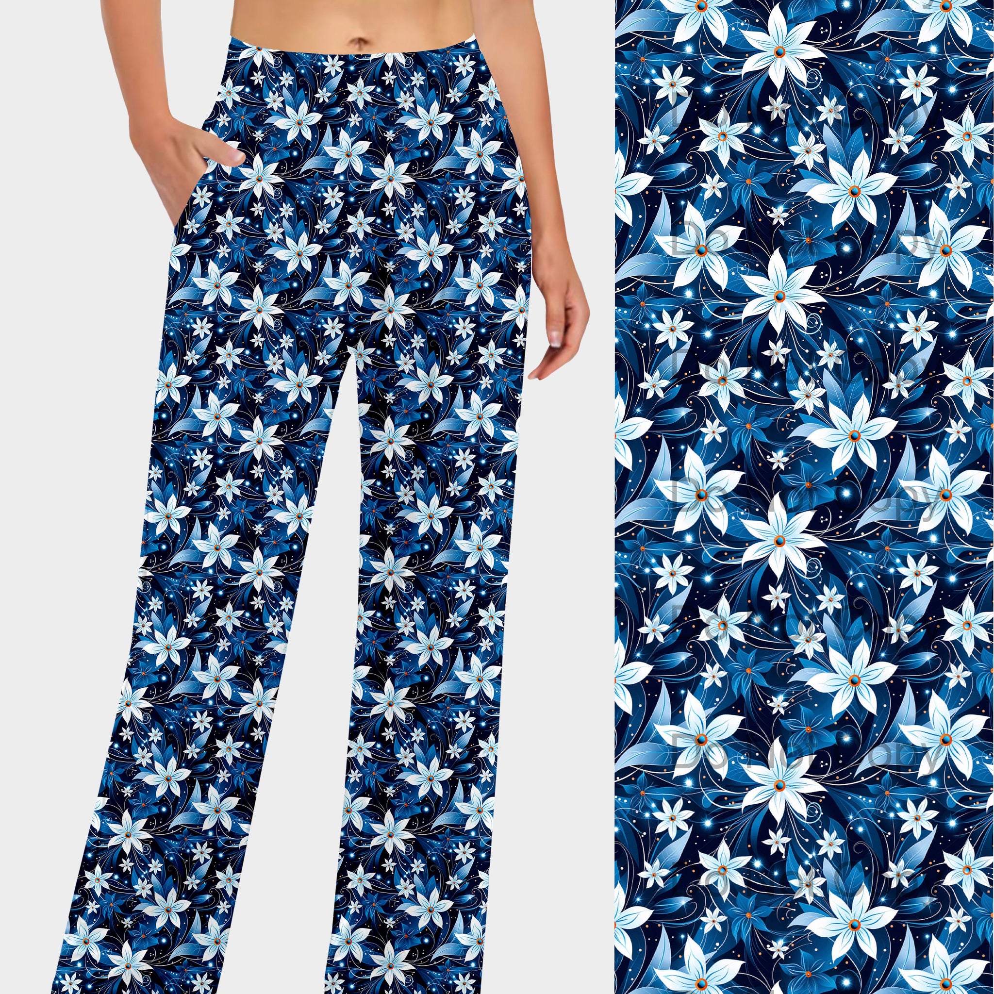 RTS - White Blooms Lounge Pants