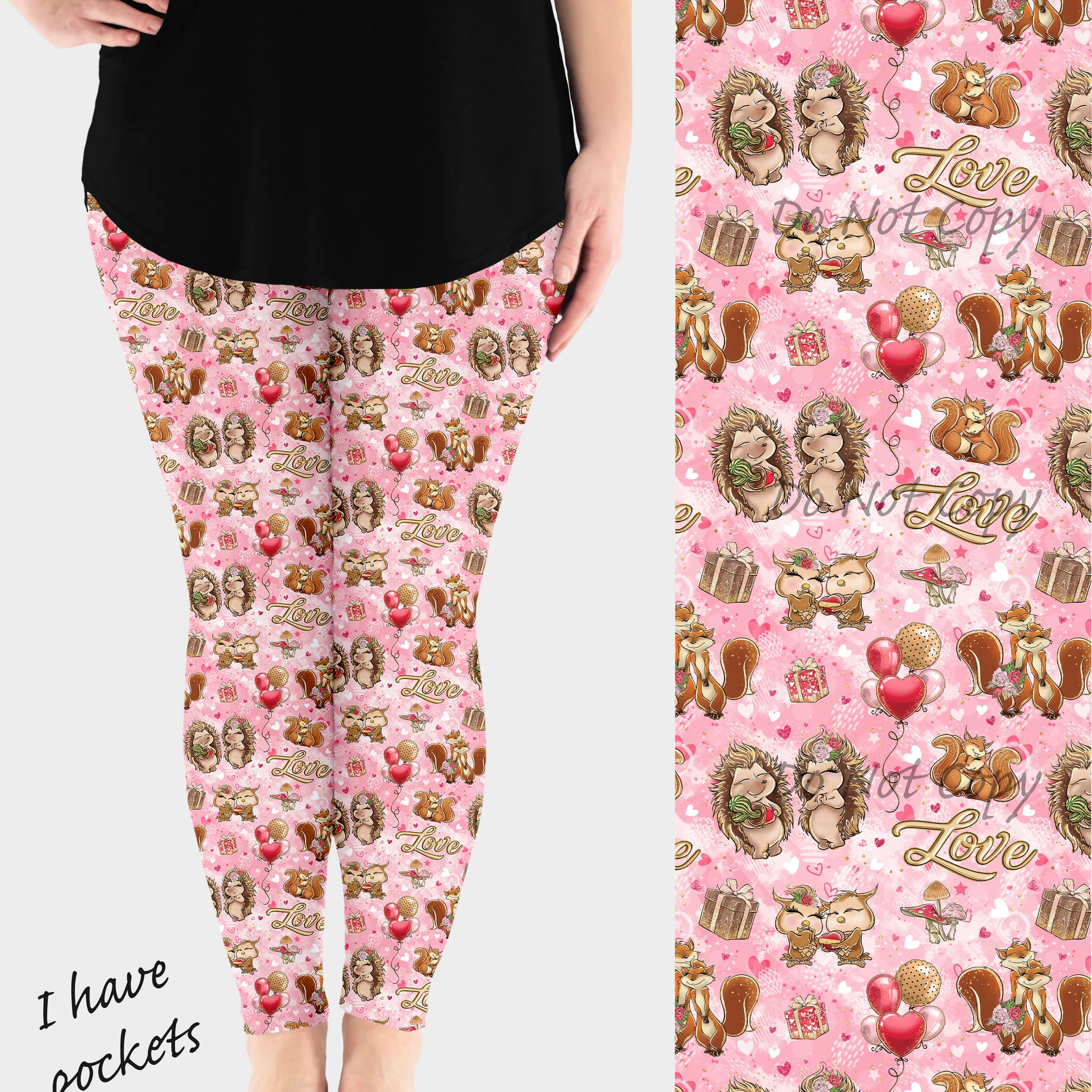 RTS - Woodland Valentine Leggings w/ Pockets