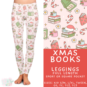 Ready to Ship - Xmas Books Full Length Leggings - Sport Pocket TC