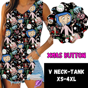 XMAS BUTTON -PPO12 - V-NECK TANK PREORDER CLOSING 10/8