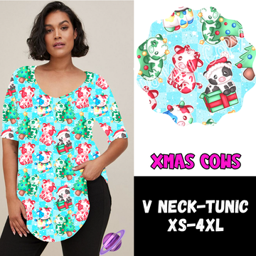 XMAS COWS -PPO12 - V-NECK TUNIC PREORDER CLOSING 10/8