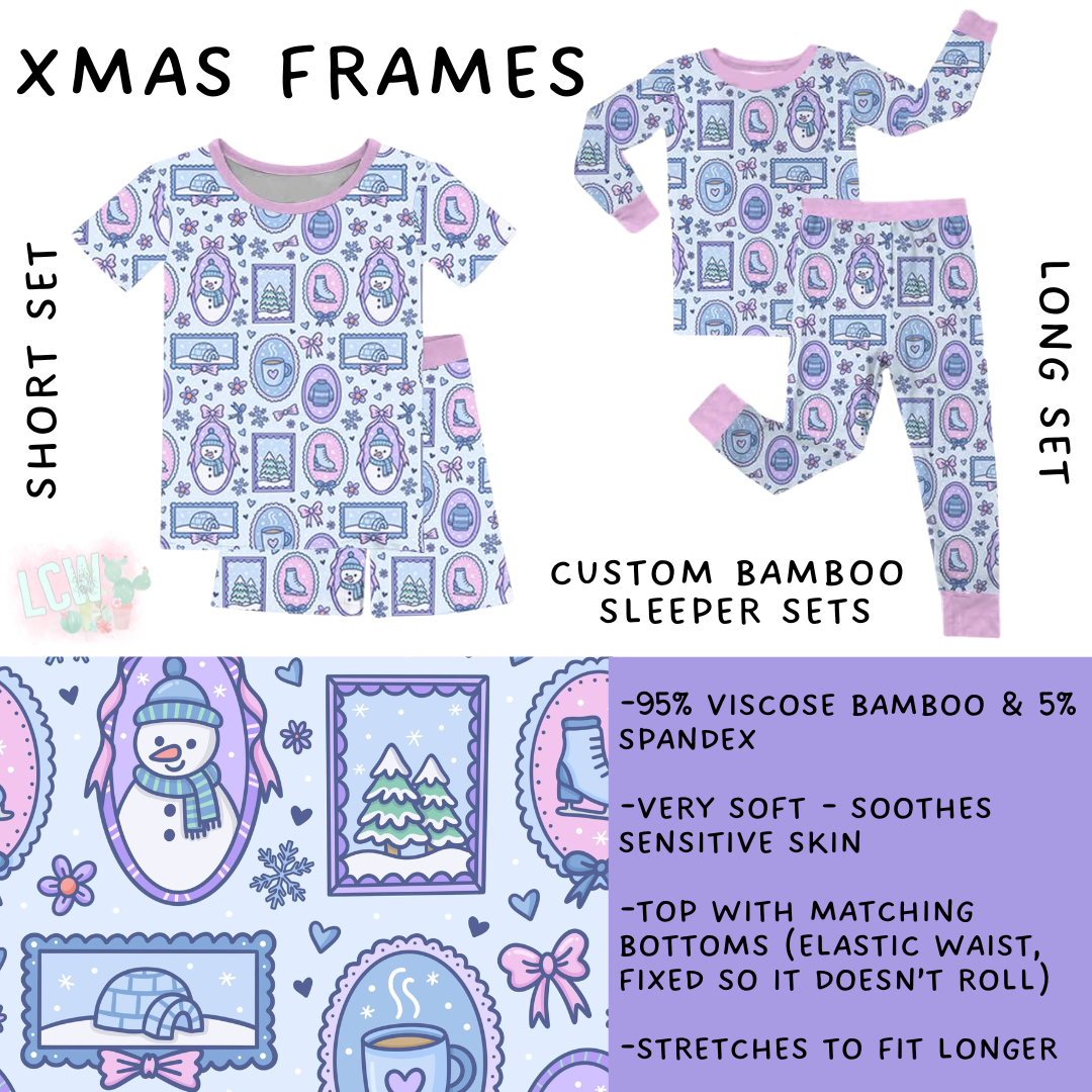 Batch #438 - Little Dreamers Christmas 2 - Closes 10/29 - ETA early Dec - Xmas Frames Bamboo Short and Long Sleeper Set