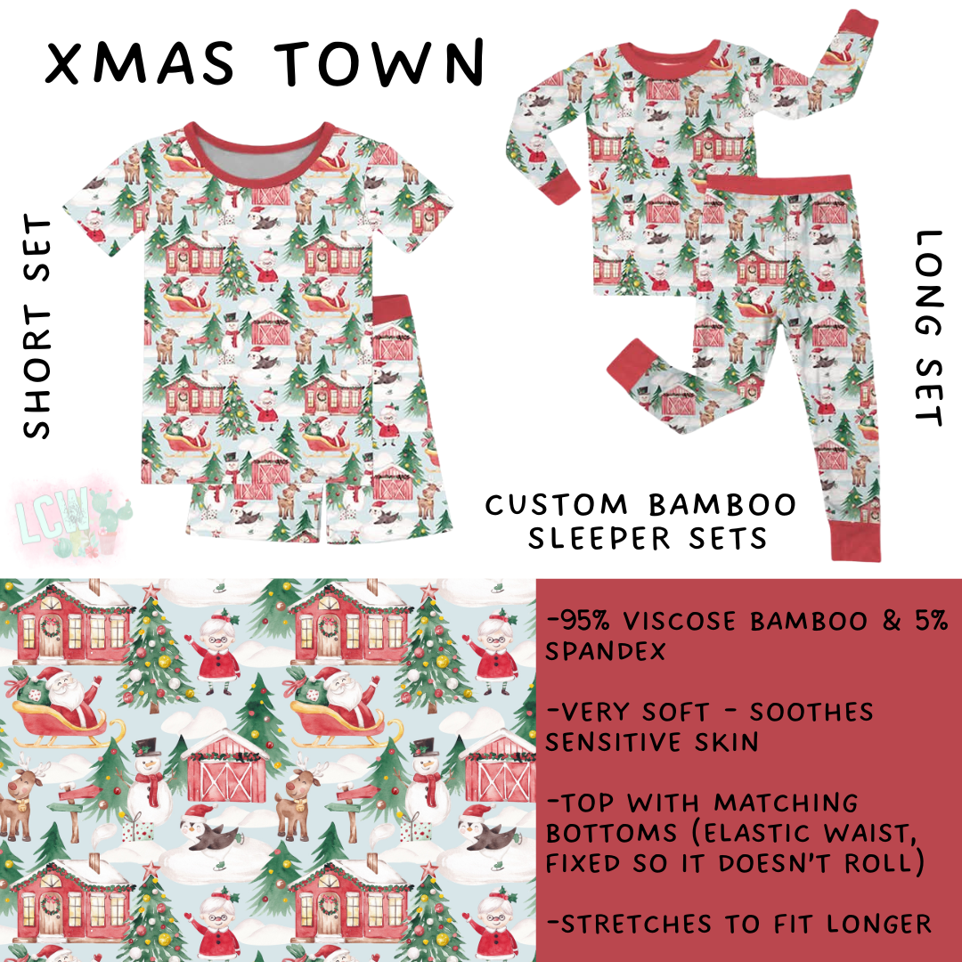 Batch #438 - Little Dreamers Christmas 2 - Closes 10/29 - ETA early Dec - Xmas Town Bamboo Short and Long Sleeper Set