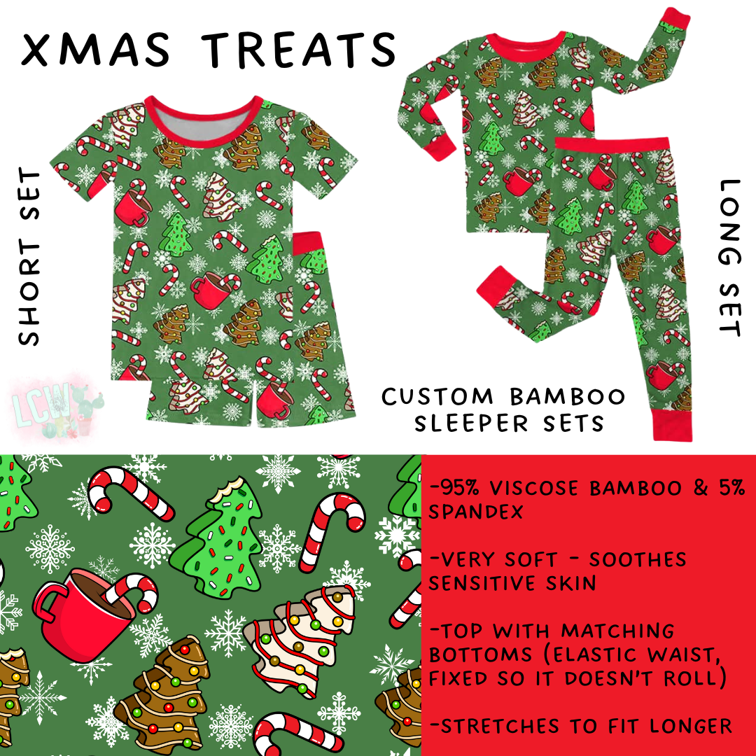 Ready to Ship - Xmas Treats Bamboo Short - 16 & Long Sleeper Set - 3T, 4T & 5T