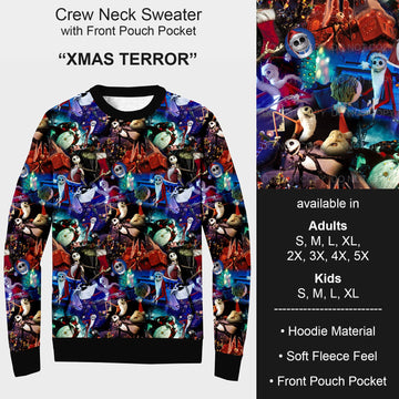 B185 - Preorder Xmas Terror Sweater w/ Front Pocket (Closes 10/01. ETA early Dec.)