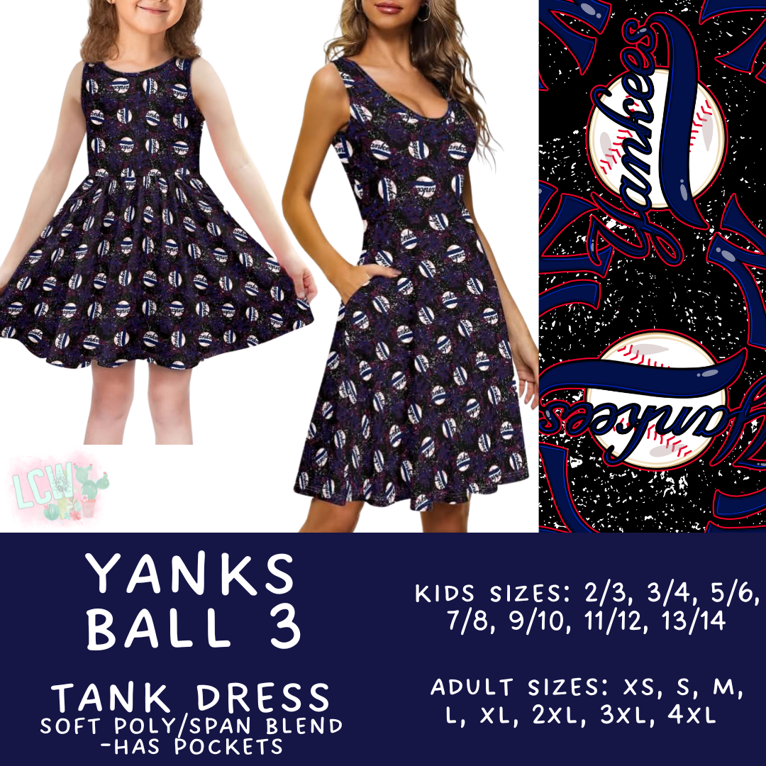 Batch #343 - Home Run Collection - Closes 5/22 - ETA mid July - Yanks Ball 3 Women's & Girl's Tank Dress