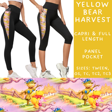 Batch #212 - Magical Fall Sets - Closes 10/8 - ETA mid Nov - Yellow Bear Harvest Panel Pocket Full and Capri Length Leggings