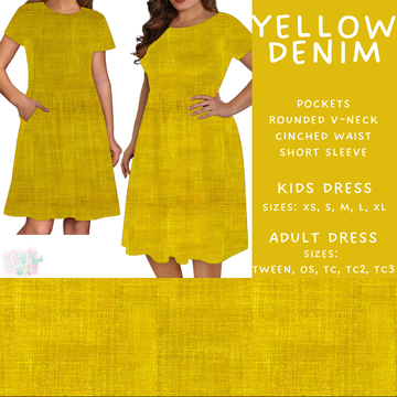 Batch #481 - Colorful Denim - Closes 1/26 - ETA late March - Yellow Denim Adult & Kids Dresses