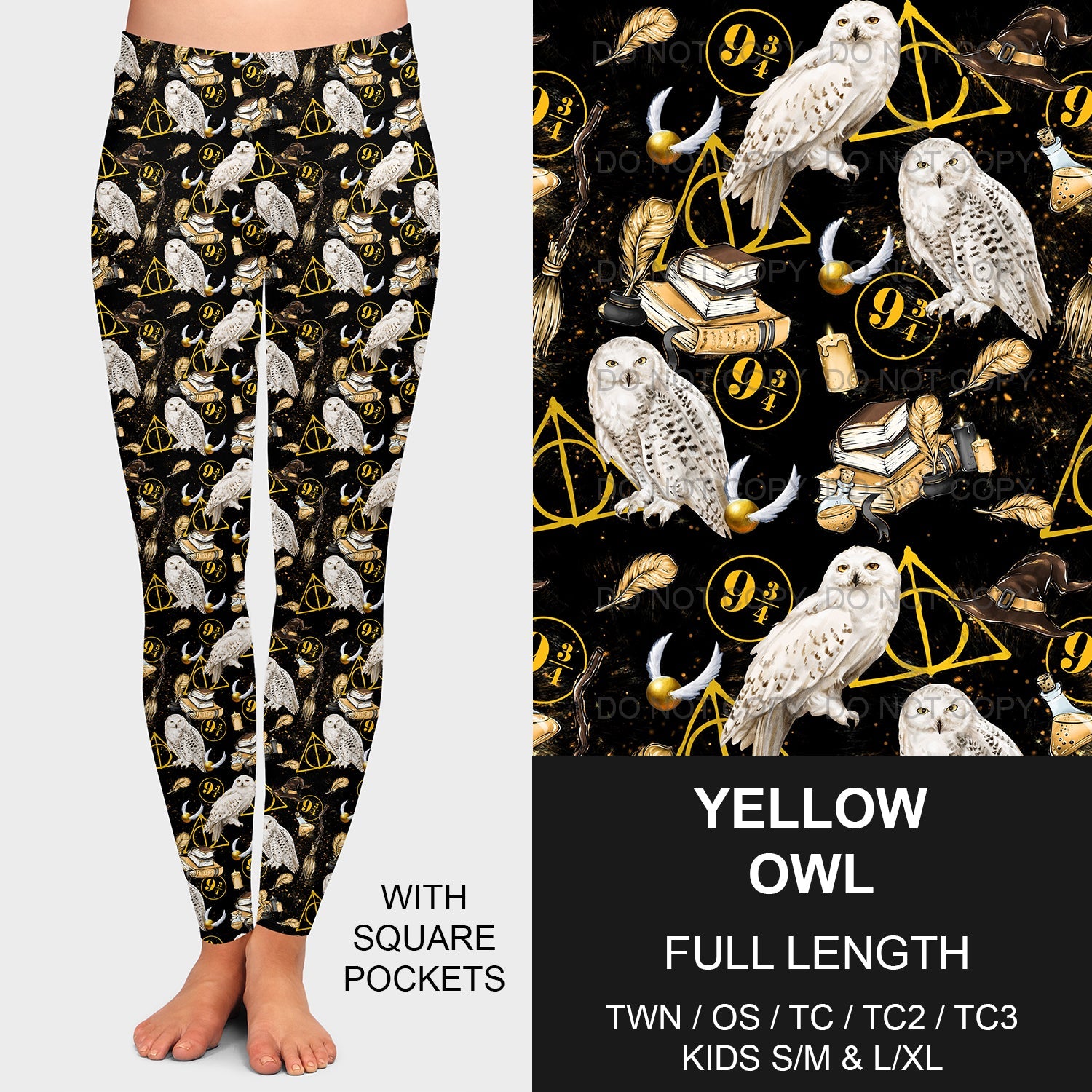 B191 - Preorder Yellow Owl Leggings w/ Pockets (Closes 11/03. ETA mid Jan.)