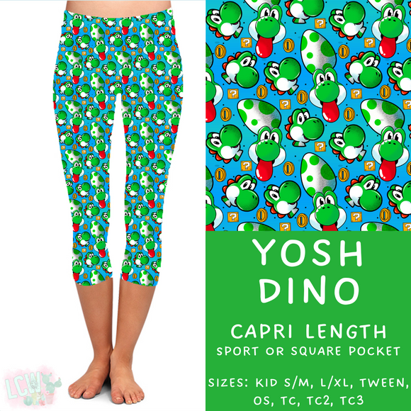 Ready To Ship - Yosh Dino Capri Length Leggings - TC Square Pocket