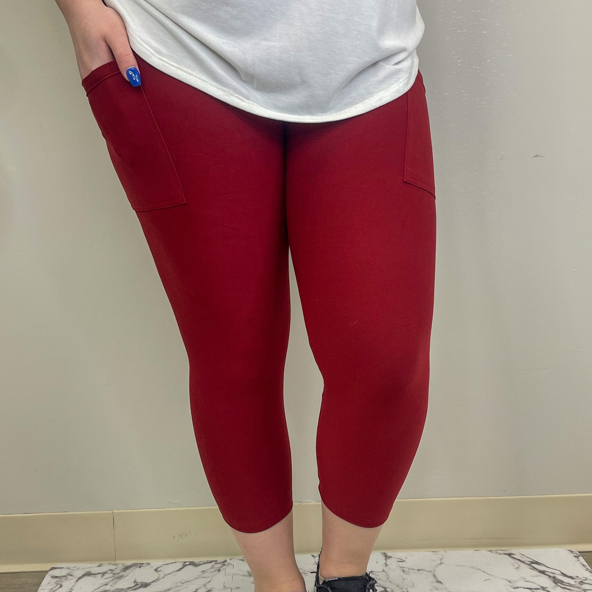 Red Wine Capri w/ Pockets