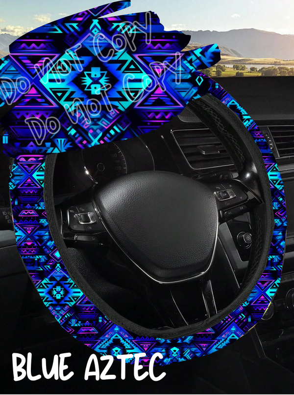 Blue Aztec - Steering Wheel Cover