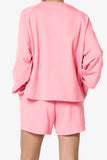 Oversized Cotton Terry Lounge Set – Long Sleeve Top & Drawstring Shorts - Plus