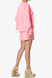 Oversized Cotton Terry Lounge Set – Long Sleeve Top & Drawstring Shorts - Plus