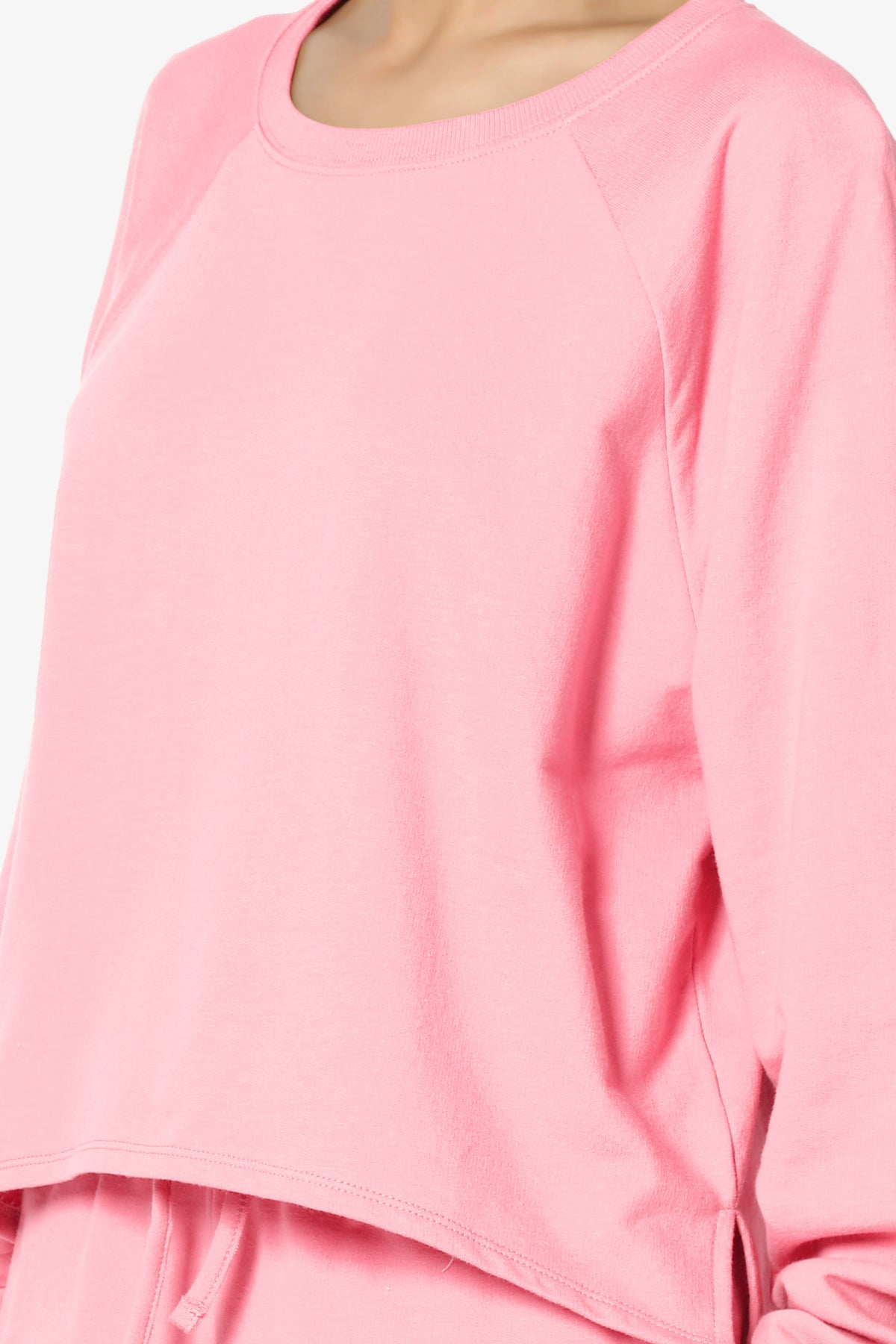 Oversized Cotton Terry Lounge Set – Long Sleeve Top & Drawstring Shorts - Plus
