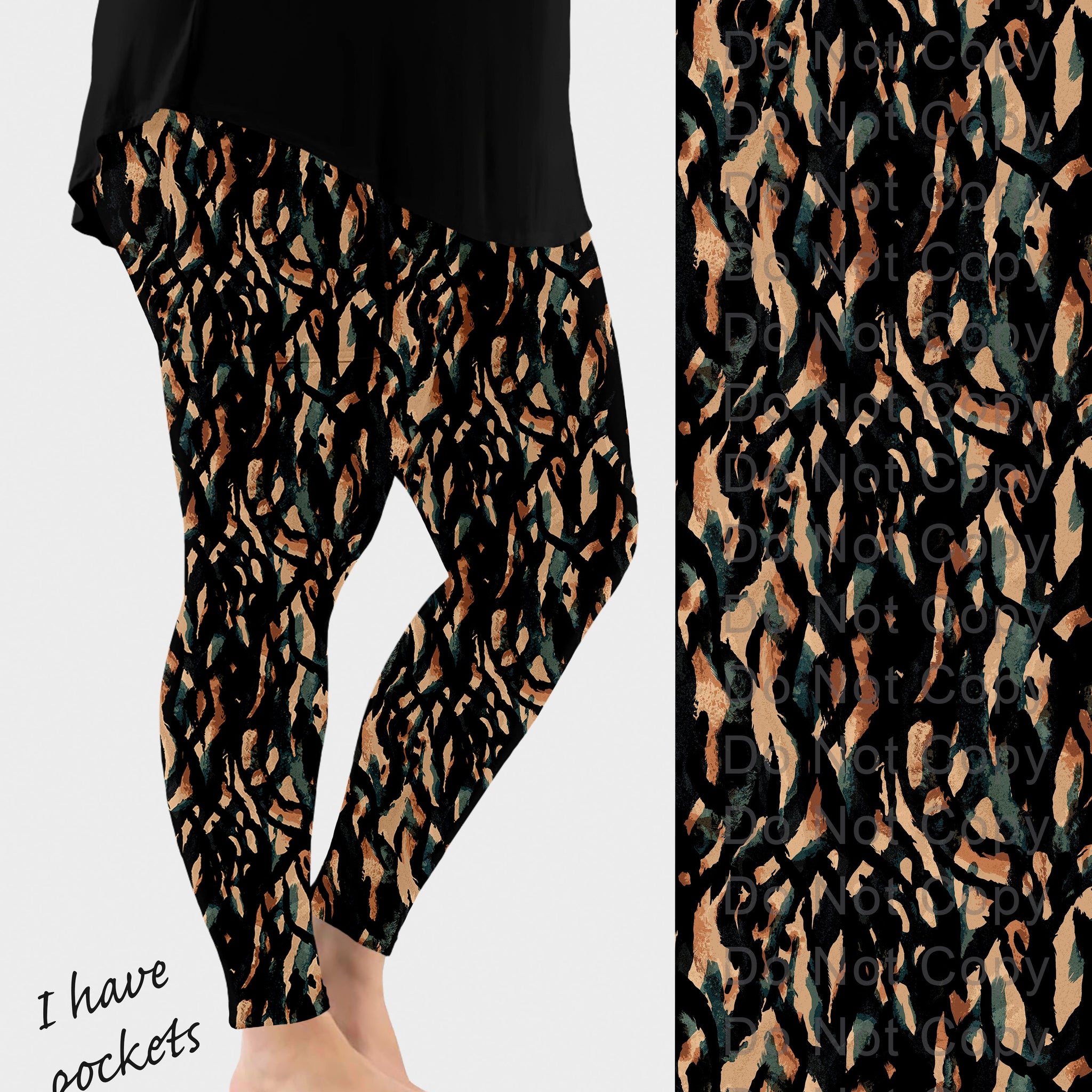 RTS - Abstract Animal Print Leggings w/ Pockets