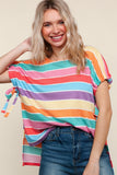 Feeling Bold Multicolor Stripe Dolman Bow Tie Sleeve Top